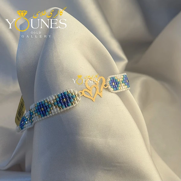 دستبند میوکی آبی دوقلب طلا